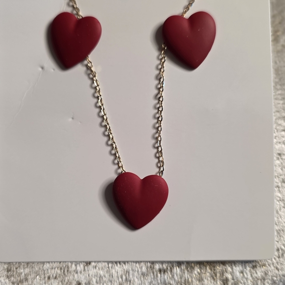Chic Red Heart Necklace and Earrings Set - Picture 1 of 1